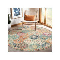 Alfombra Marroquí Color Crema Lavable de 1.83 m de Diametro Lahome