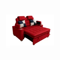 Sofá Cama con puff Nael Tela Pet Friendly Antifluidos 190x90x93 Rojo