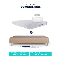 Colchón Access Res "celia" 160 x 190 + 2 Base Cama 80 x 190 Café Avellana + 8 Patas Acero 14 Cms + 2 Almohadas