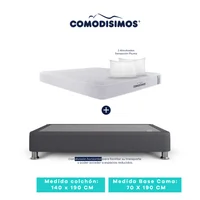 Colchón Access Res "celia" 140 x 190 + 2 Base Cama 70 x 190 Gris Plomo + 8 Patas Acero 14 Cms + 2 Almohadas