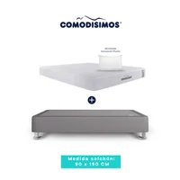Colchón Access Res "celia" 90 x 190 + 1 Base Cama 90 x 190 Gris Claro + 4 Patas Acero 14 Cms + 1 Almohada