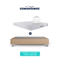 Colchón Access Res "celia" 100 x 190 + 1 Base Cama 100 x 190 Café Avellana + 4 Patas Acero 14 Cms + 1 Almohada