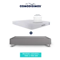 Colchón Access Res "celia" 100 x 190 + 1 Base Cama 100 x 190 Gris Claro + 4 Patas Acero 14 Cms + 1 Almohada