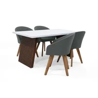 Comedor 4p Aragon Sillas Noto 73x150x90 Gris