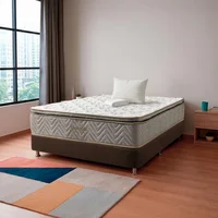 Combo Colchón Sencillo Fantasia Litium Pillow 100x190 + base Cama Lino Café + 1 Almohada + protector de Colchón