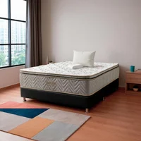 Combo Colchón Sencillo Fantasia Litium Pillow 100x190 + base Cama Tipo Cuero Negro + 1 Almohada + protector de Colchón