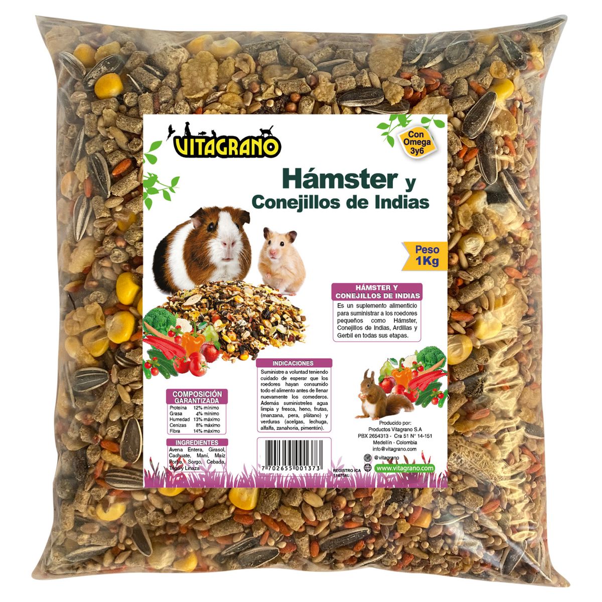 VITAGRANO - Alimento Para Hámster Y Conejillo De India Vitagrano