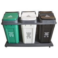 Punto Ecológico Con Ruedas 40lt x3 Puestos Verde-Negro-Blanco