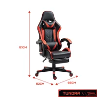 Silla Gamer Tundra con Soporte Lumbar 62x121x66 cm Negro/Rojo