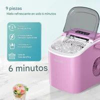 Máquina De Hielo EUHOMY Portátil Con Asa Y Autolimpieza Rosado