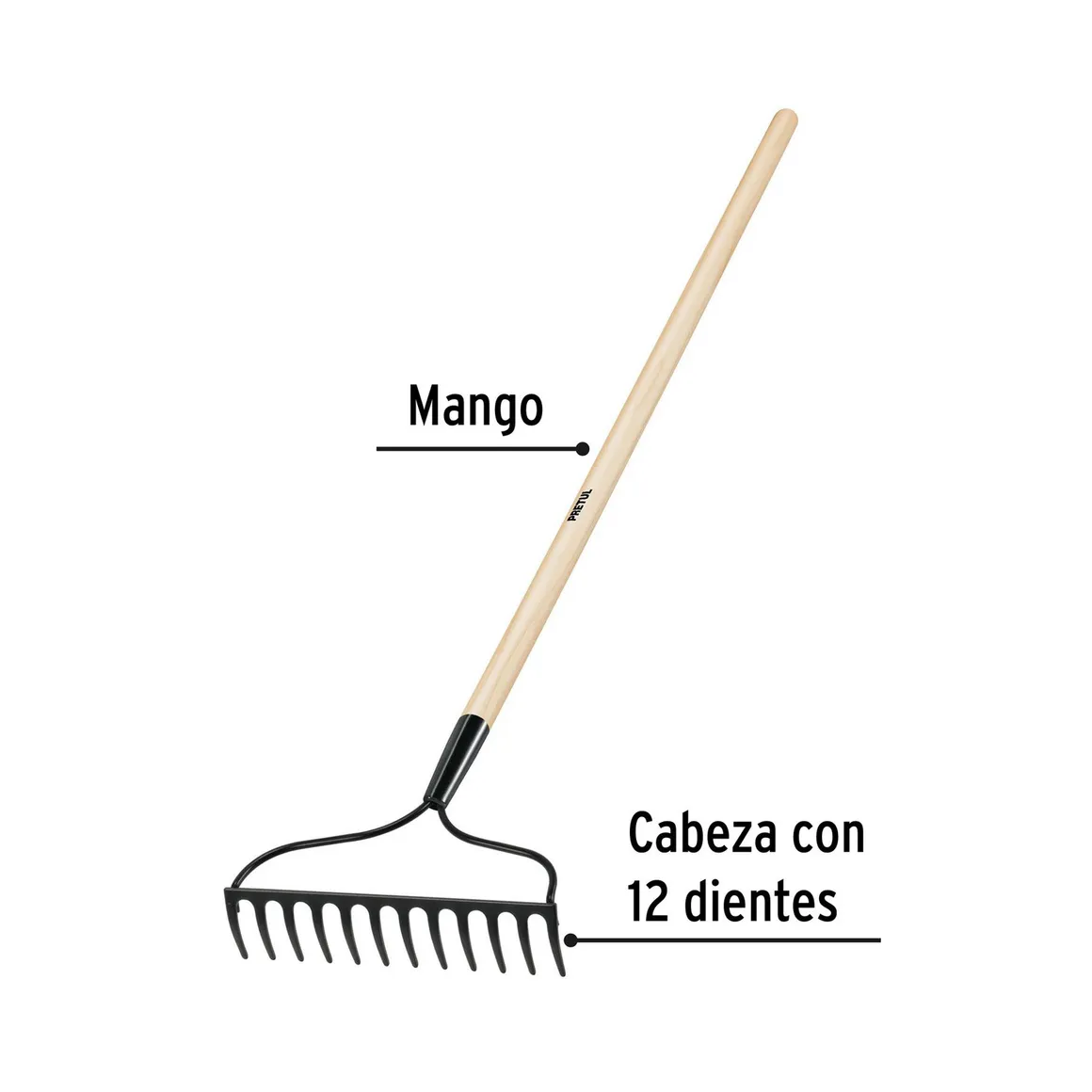 Rastrillo Jardinero Metálico con Mango Cabeza de 30 cm Pretul x 3 ...