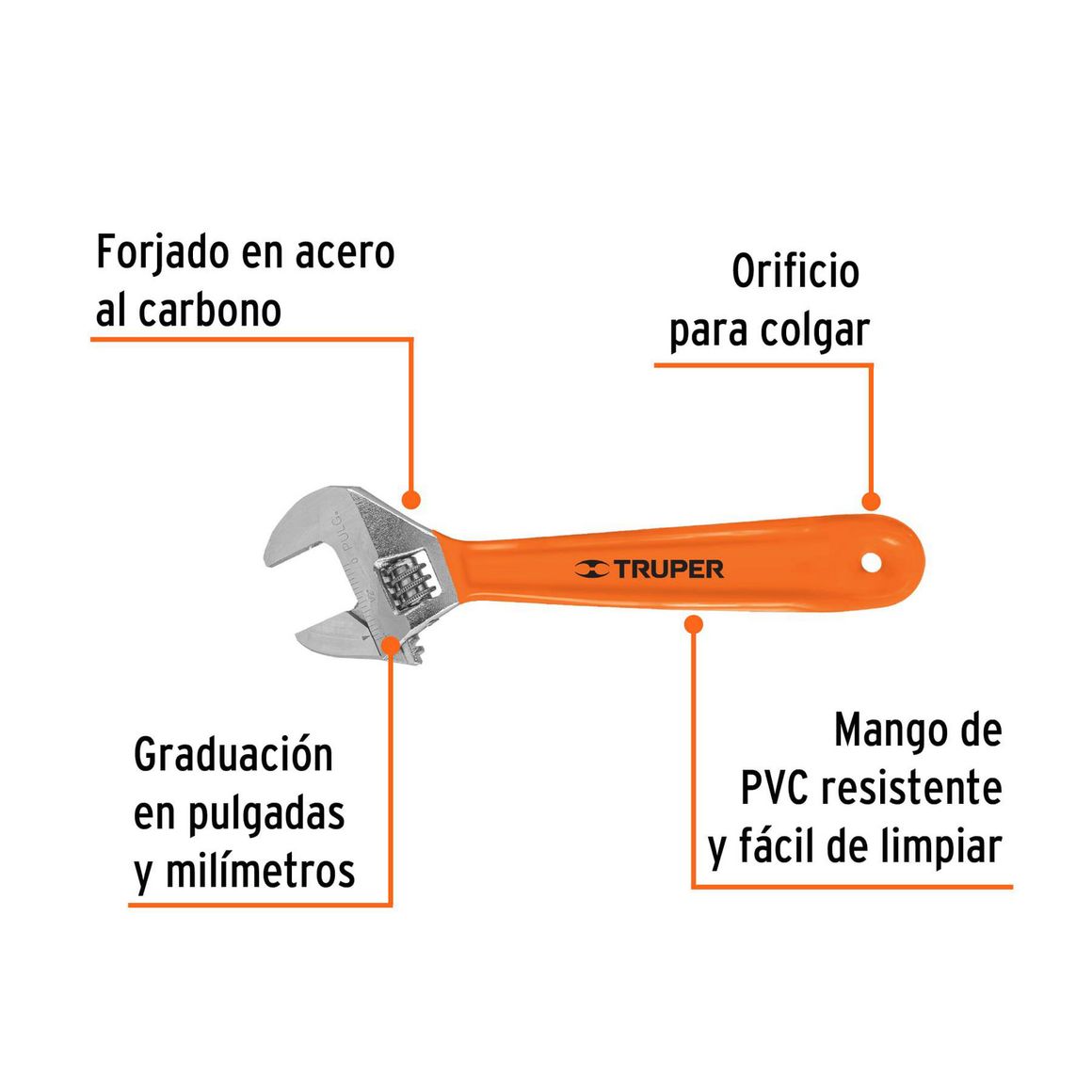 Llave Expansiva de 8'' Mango Pvc con Apertura de 1'' Truper x 6 ...