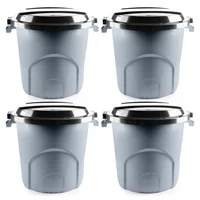 Kit X4 Canecas Tanque Multiuso Plástico 50L Tapa Y Manijas Gris