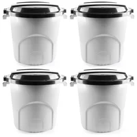 Kit X4 Canecas Tanque Multiuso Plástico 50L Tapa Y Manijas Blanco