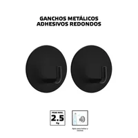 Gancho Metalico Adhesivo Redondo Negro X 2 Pm2.5Kg