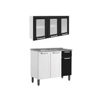 Cocina Integral Simply En Acero 105Cm Incluye Lavaplatos Izquierdo Negro