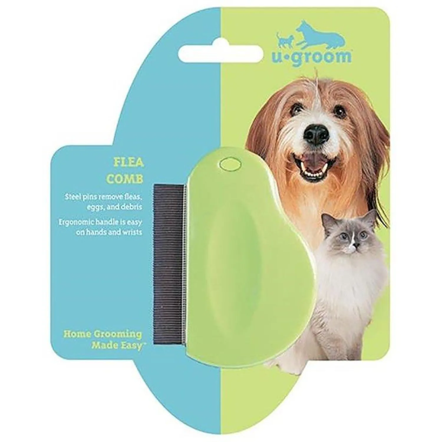 Peine Antipulgas para Perro de Acero Inoxidable Con Mango de Gel