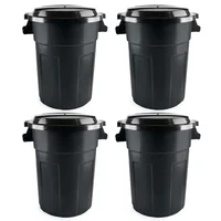 Kit X4 Canecas Tanque Grande Multiuso Plástica 70L Con Tapa Negro