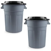 Kit X2 Canecas Tanque Grande Multiuso Plástica 70L Con Tapa Gris