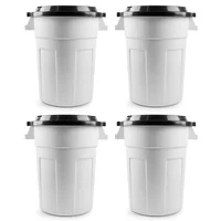Kit X4 Canecas Tanque Grande Multiuso Plástica 70L Con Tapa Blanco