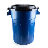 Caneca Tanque Grande Multiuso Plástica 70L Con Tapa Y Manija Azul