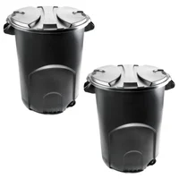 Kit X2 Canecas Tanque Grande 120L Con Manijas Tapa Y Ruedas