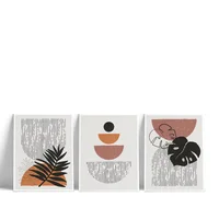 Tríptico Boho Hojas Nude