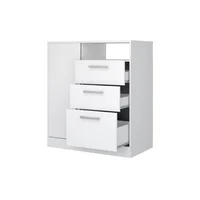 Cómoda Cajonera 80 Cm En Mdp 3 Cajones 1 Puerta Blanco