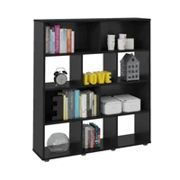 Biblioteca Estantería Librero en Mdp 91cm 10 Compartiientos Negro