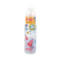 Botella Redonda Transparente 240ml con Tetina de Silicona Cohete