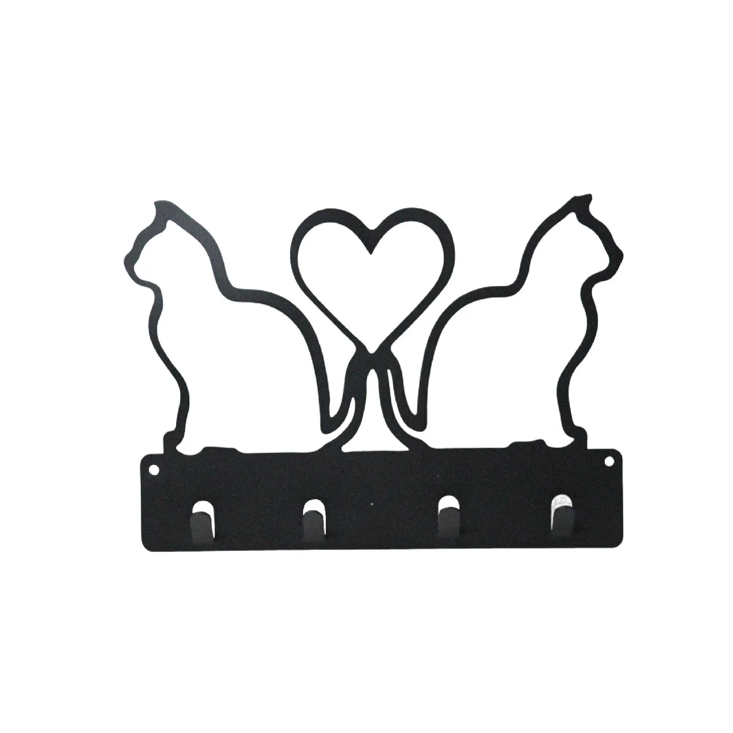 Perchero Dos Gatos Corazon