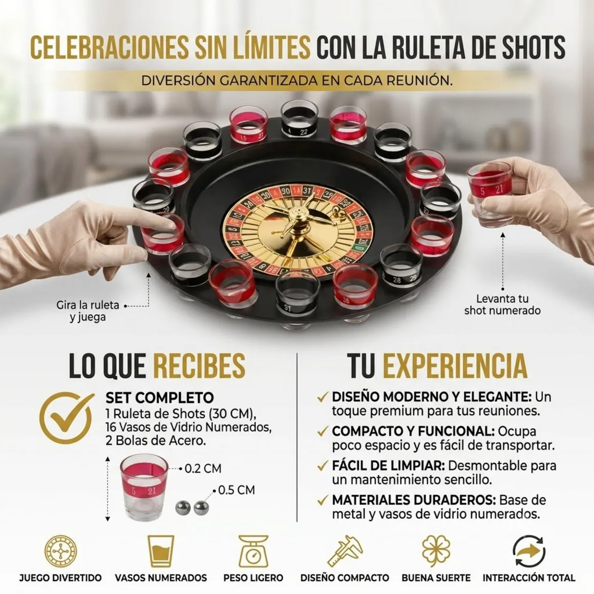 Ruleta de Shots Juego de Mesa para Fiestas 16 Copas - Homecenter.com.co