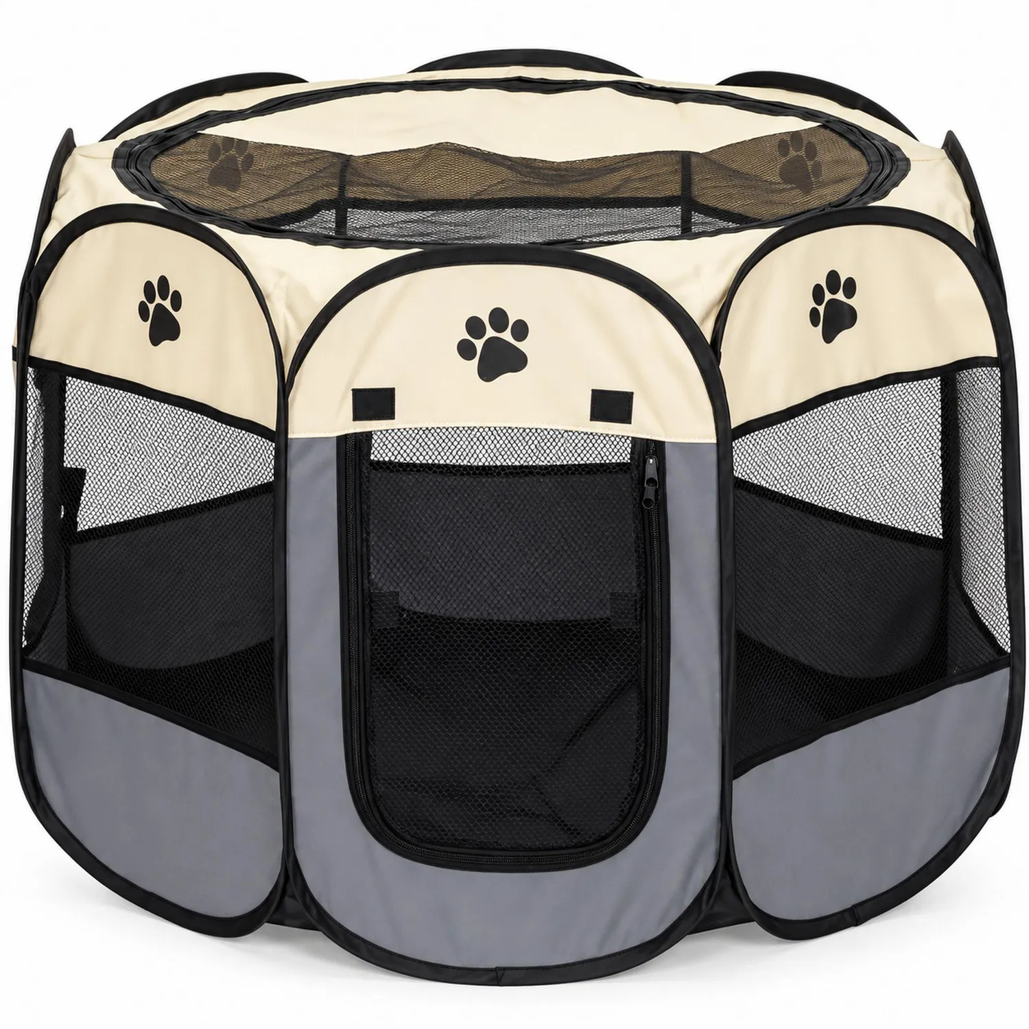 Corral Para Mascotas Portátil 80X74X58Cm Mediano Gris