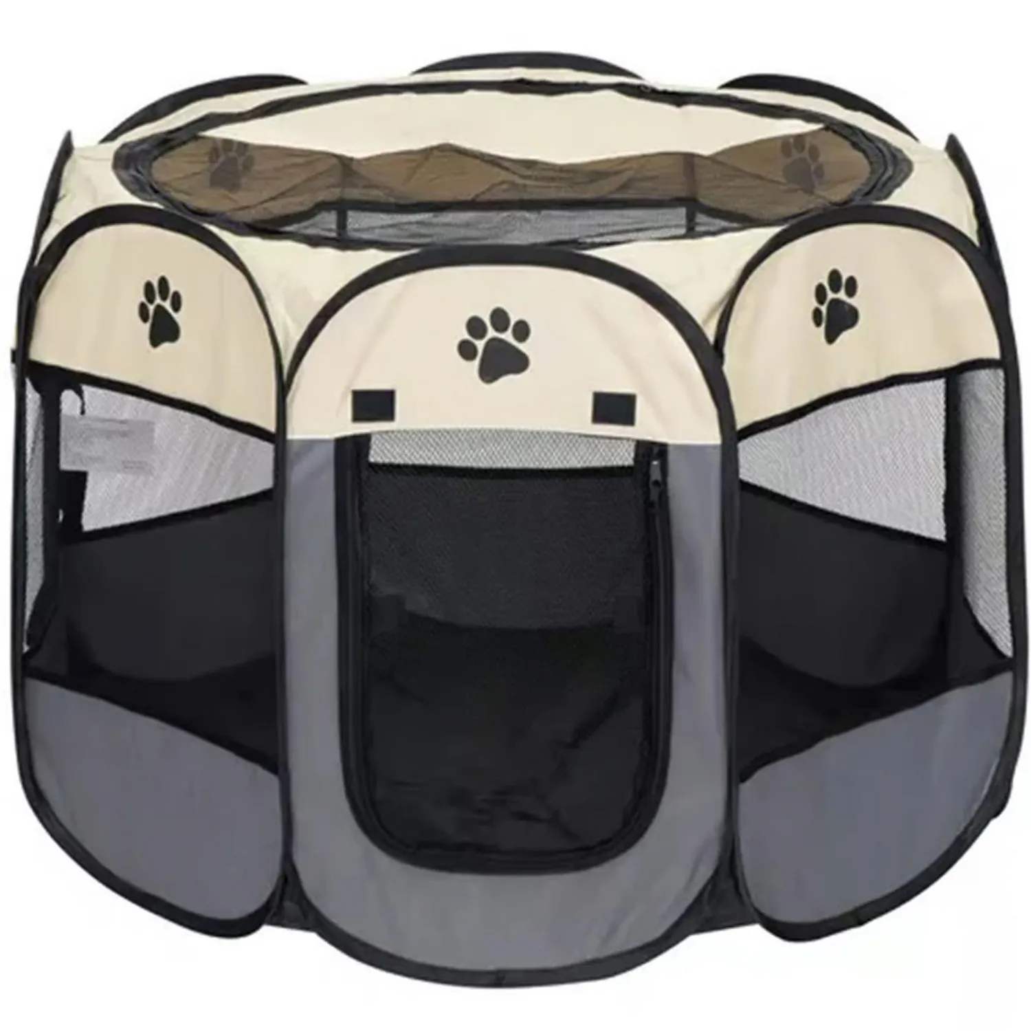 Corral Para Mascotas Portátil 80X74X58Cm Mediano Gris 6