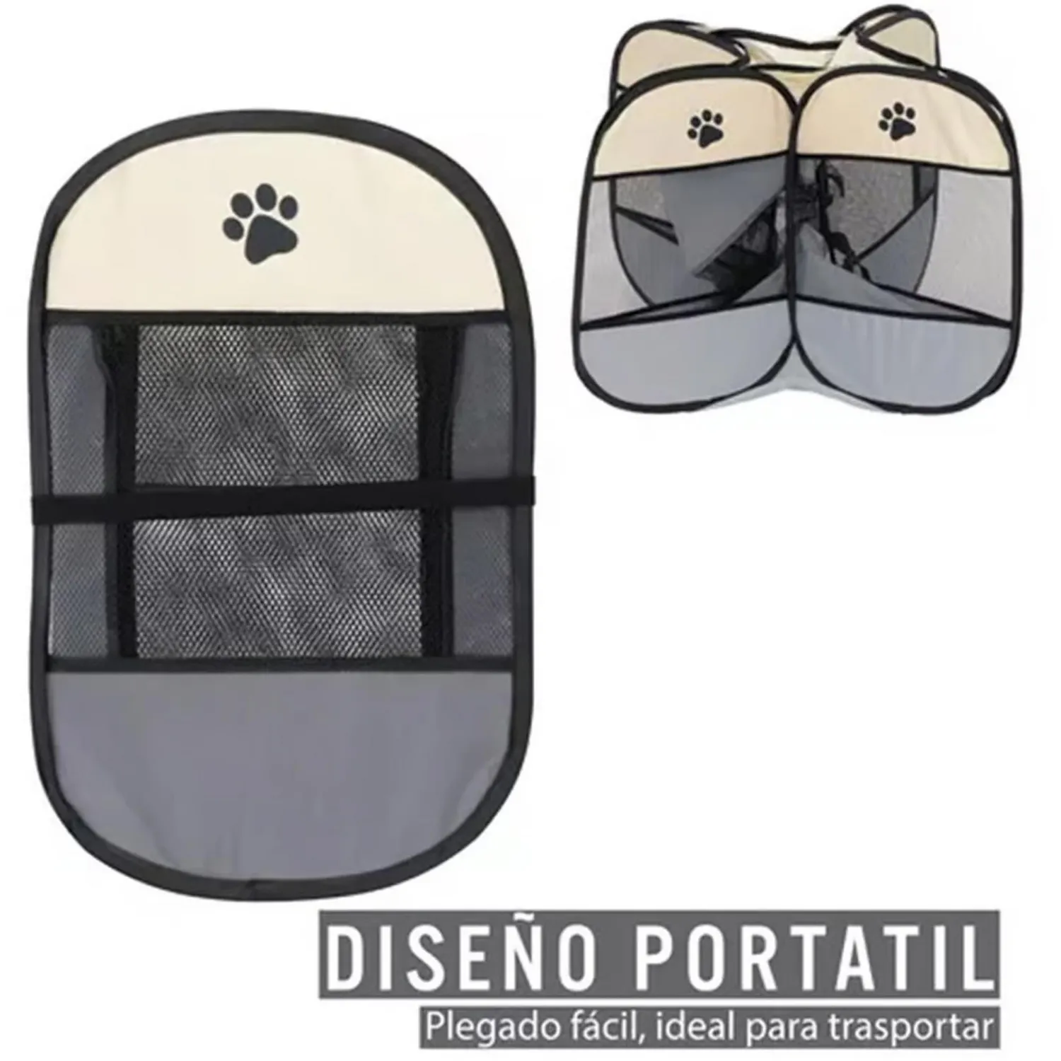 Corral Para Mascotas Portátil 80X74X58Cm Mediano Gris 7