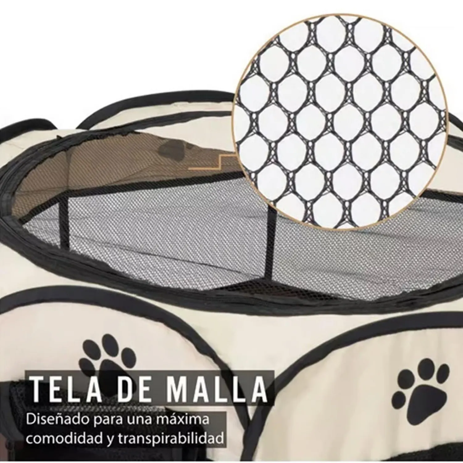 Corral Para Mascotas Portátil 80X74X58Cm Mediano Gris 9