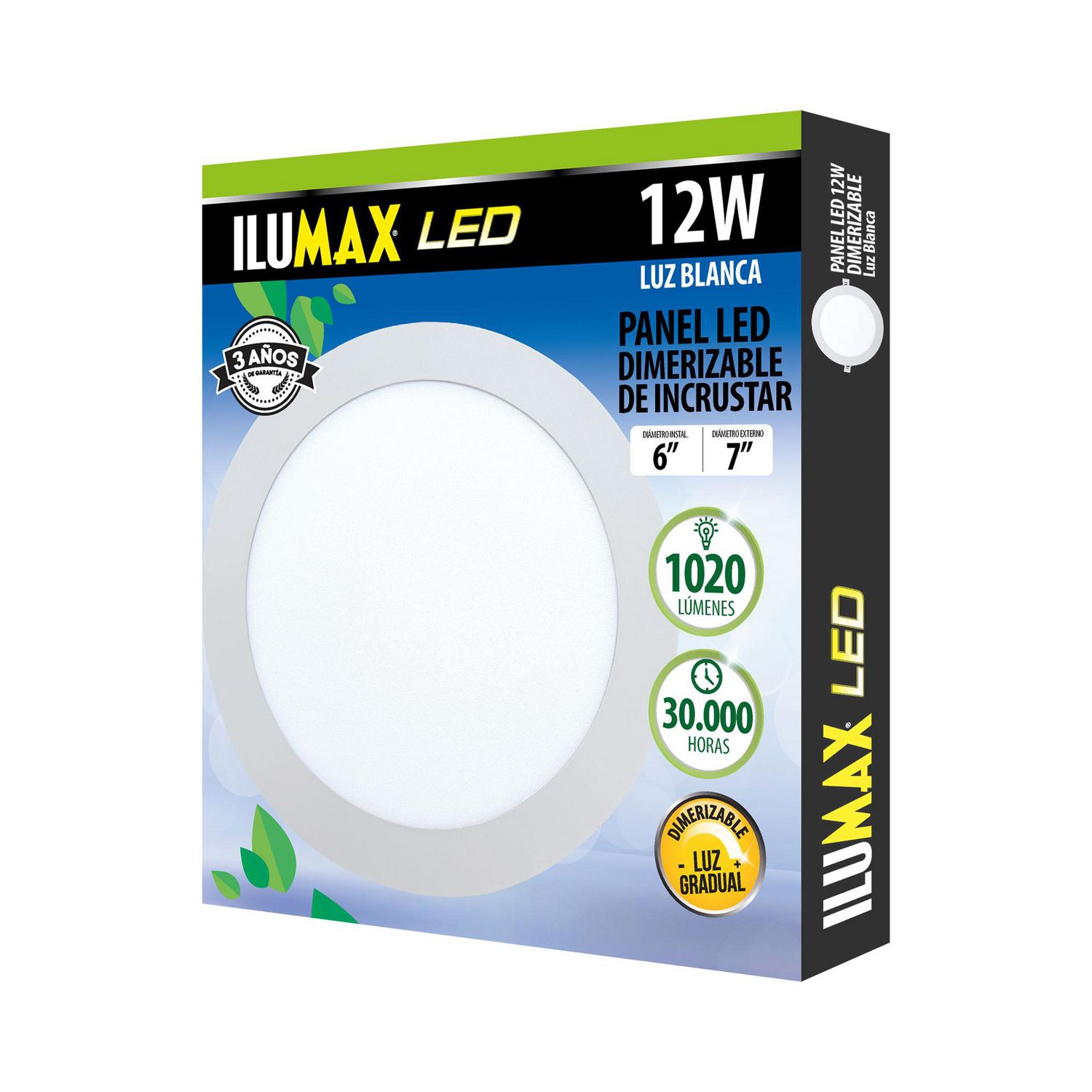 Panel LED Dimerizable Redondo de Incrustar 12w Luz Blanco Certificado ...