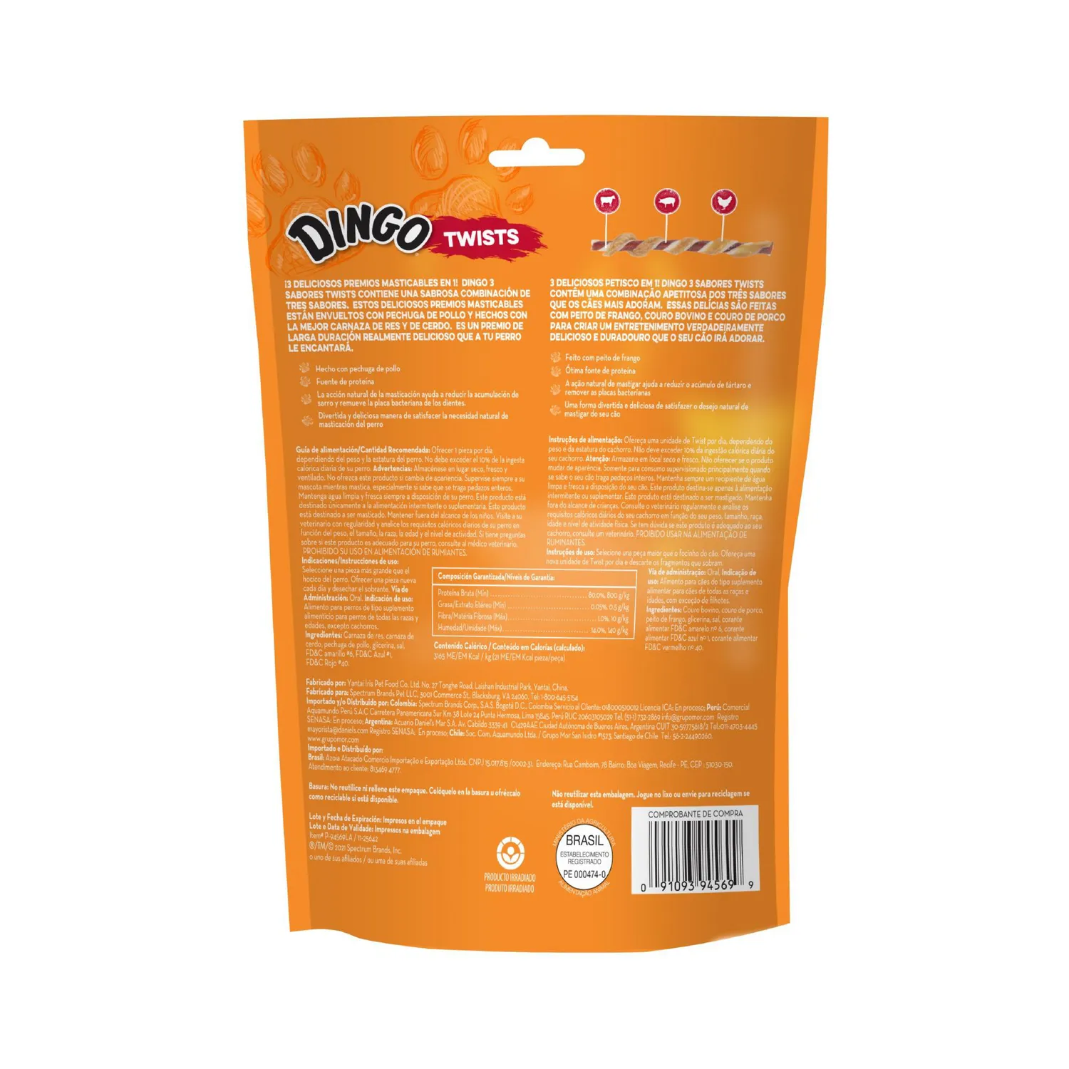 Snack Para Perro Dingo Twist 3 Sabores 10 Unidades Dingo