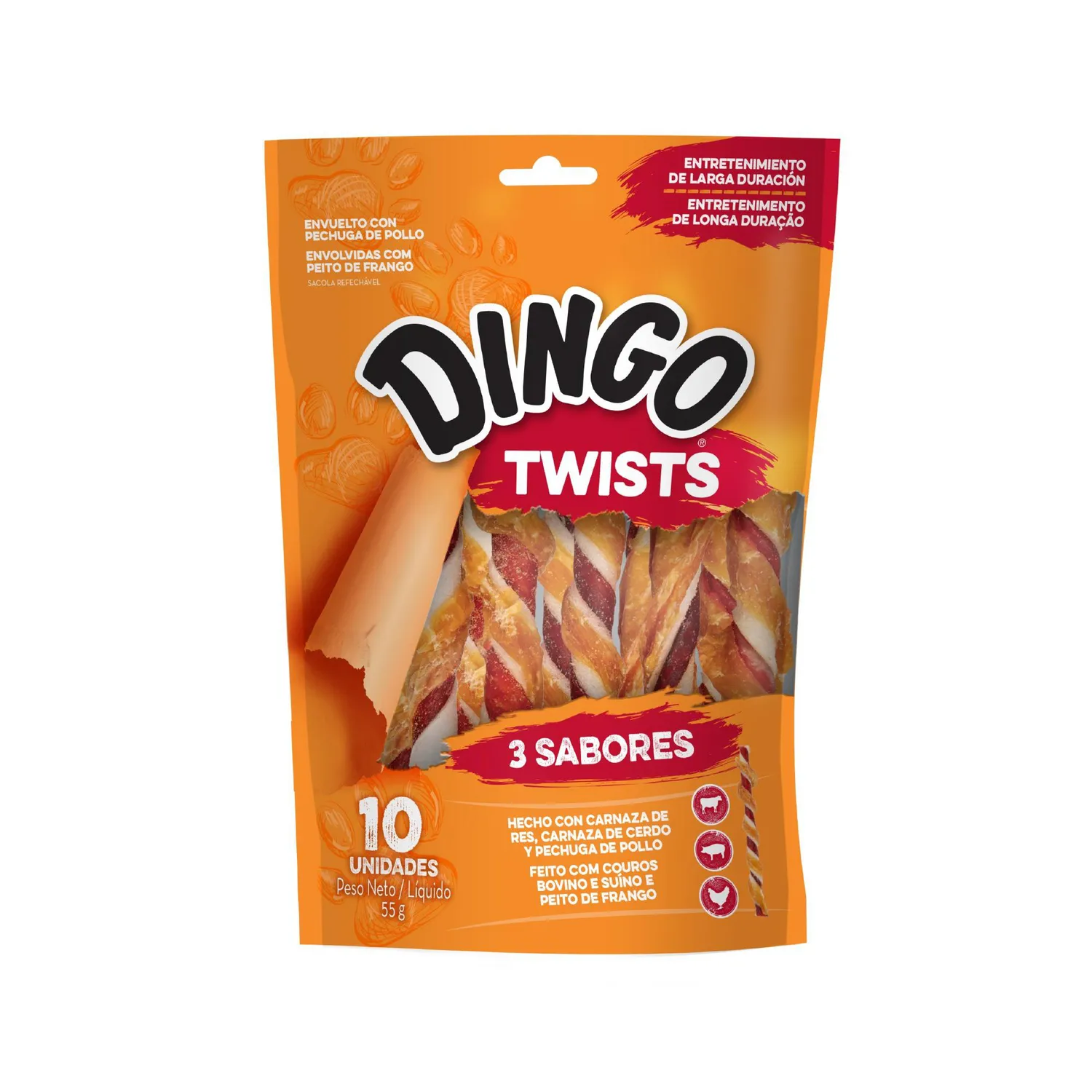 Snack Para Perro Dingo Twist 3 Sabores 10 Unidades Dingo