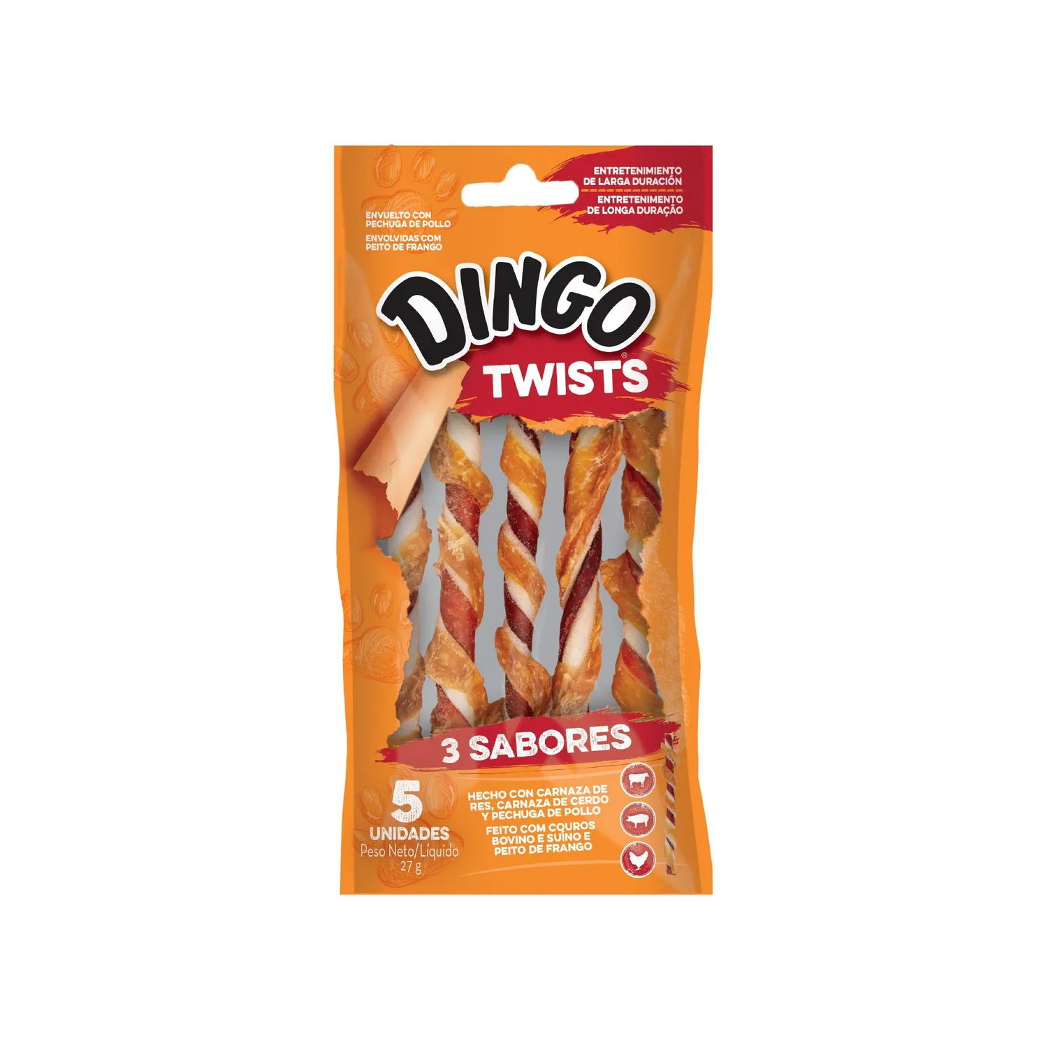 Snack Para Perro Dingo Twist 3 Sabores 5 Unidades Dingo