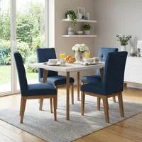 Comedor Seul 4 puestos Blanco Natural Tela Indigo