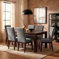 Comedor Oxford 6 puestos Natural Oscuro Tela Plata