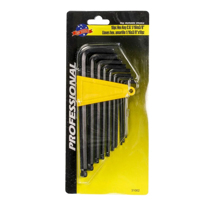 Juego de Llaves Allen 7 Piezas Hexagonal Clip Amarillo 1/8 a 3/8