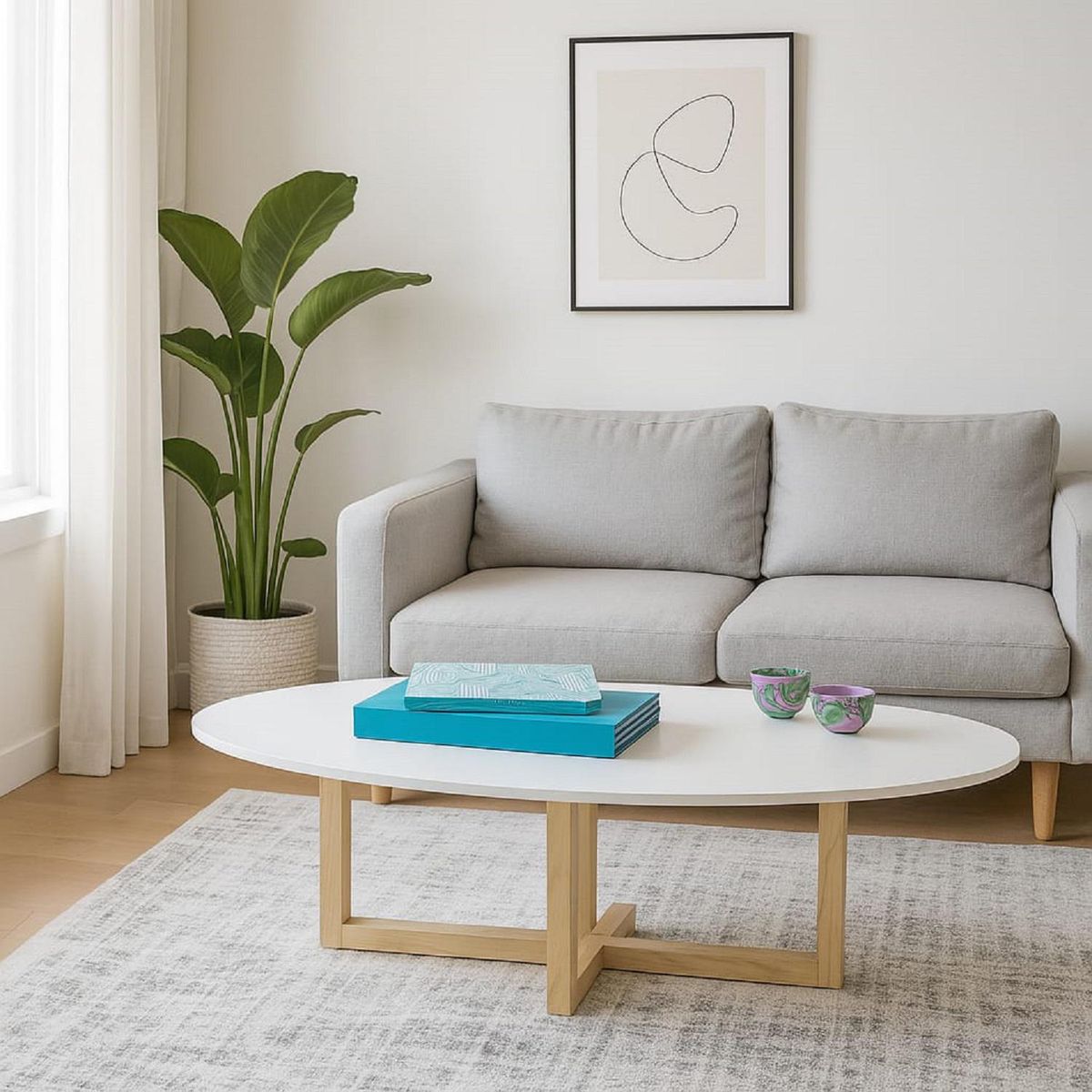 DKO DESIGN SAS - Mesa de centro ovalada roma 30x120x60 blanca