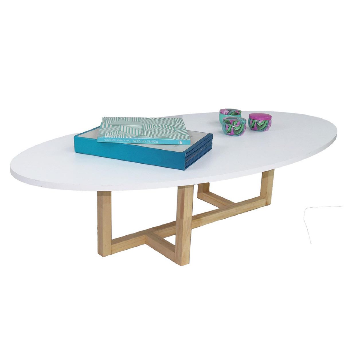 DKO DESIGN SAS - Mesa de centro ovalada roma 30x120x60 blanca