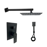 Grifería Ducha Spazio Negro Monocontrol 2 Func+Regadera 25X25+Brazo Cuad+Teleducha Elite