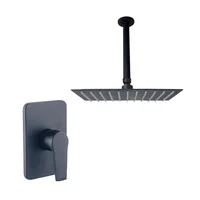 Grifería Ducha Monocontrol Nott Negra+Brazo Techo Red+ Regadera 20X20