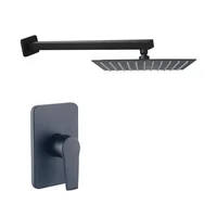 Grifería Ducha Monocontrol Nott Negra+Brazo Cuadrado+ Regadera 25X25