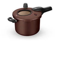 Olla a Presión Antiadherente Visor 4.5l Cierre Externo Chocolate