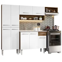 Cocina Integral Emilly 2.30m Con Meson de Acero Marron/blanco 12